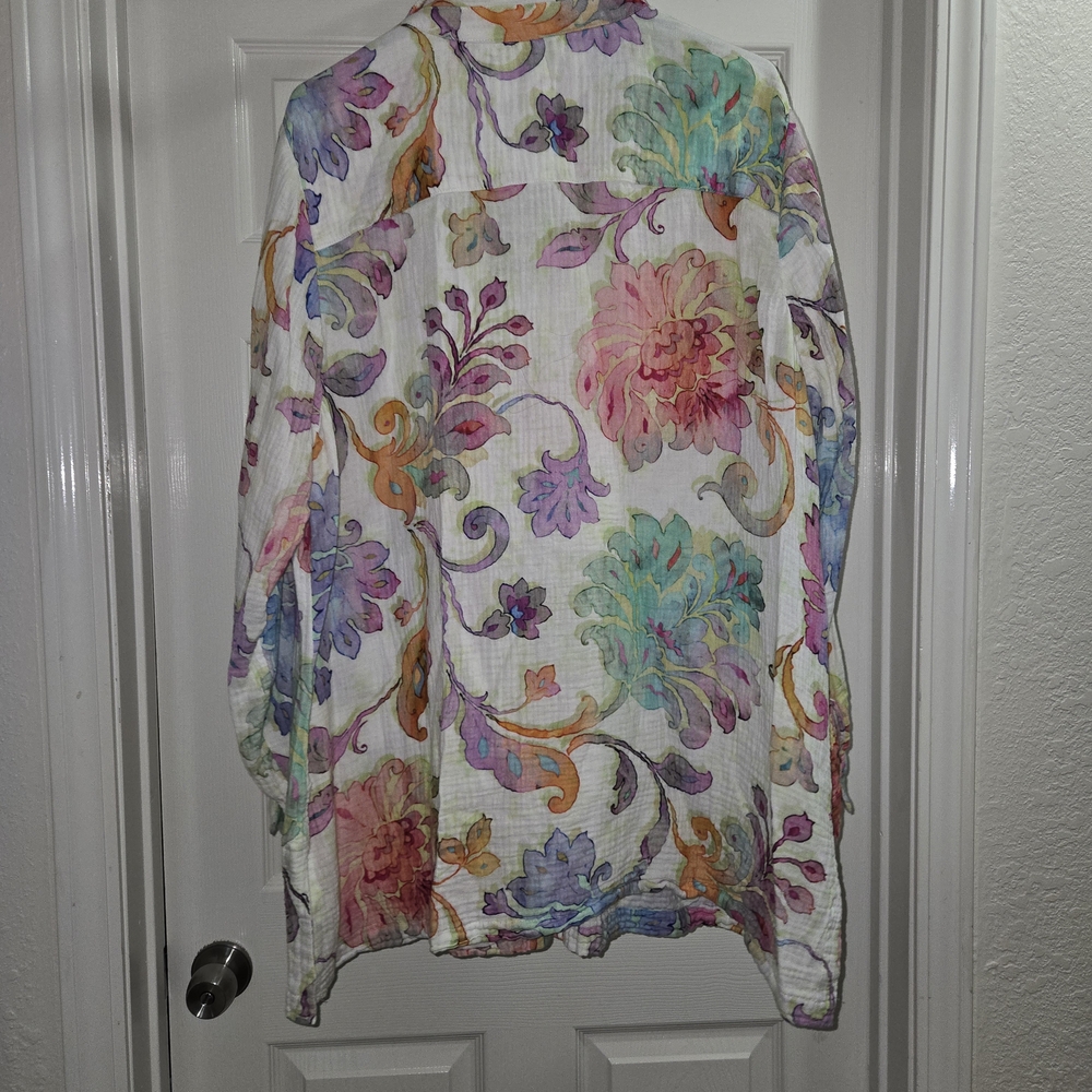 Soft Surroundings Escambia Gauze Multi Painterly Floral - Picture 2 of 3